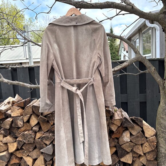 Vintage suede single-breasted trench coat - Picture 5 of 6